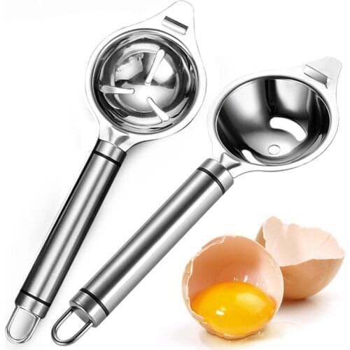 2-Size Egg White Separator Filter Tools Stainless Steel Long Handle Funnel Yolk Divider Spoon Kitchen Baking Cooking Accessories