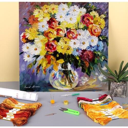 Morning Flowers Printed Fabric 11CT Cross-Stitch Embroidery Patterns DMC Threads Handicraft Sewing Knitting Craft Counted