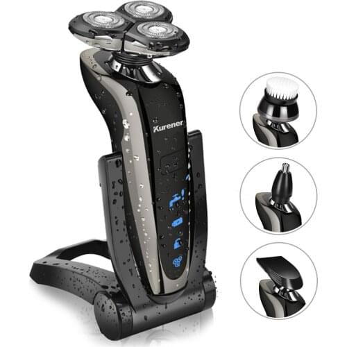 Kurener Electric Shaver Razor Beard Trimmer Rotary Shaver Rotation razor Full body water wash razor Wet/Dry Rechargeable Waterpr