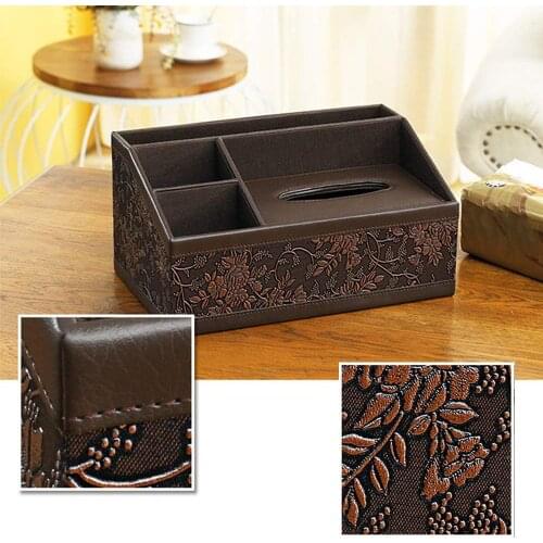 XRHYY Multifunctional PU Leather Office Desk Organizer Pad Notebook File Holder Card/Pen/Phone/Stationery Storage (Retro Flowe)