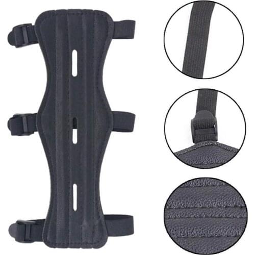 Cow Leather Archery Arm Protector Guard For Men Cowhide Bow Shooting Arm Armband Straps Shoot Black Arm Guard
