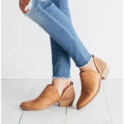 Autumn Ankle Women Boots Square Heel Women Female Shoes Pointed Toe Casual Ladies Fashion