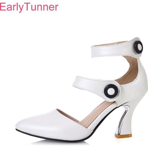 Brand New Summer Sales Fashion White Pink Women Party Sandals Sexy Lady Gladiator Shoes High Heel EH216 Plus Big Size 10 32 43