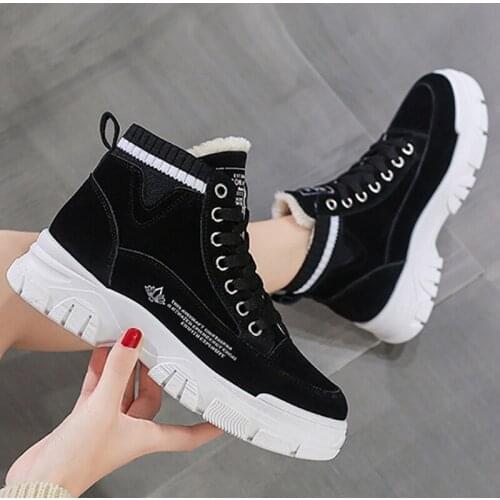 Winter Women Boots Fashion Casual Sneakers Women Snow Boots Antiskid Black Platform Shoes Plush Warm Ladies Shoes Botas Mujer