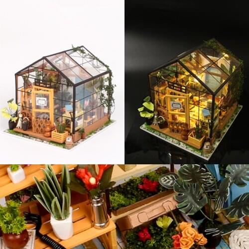 1Pcs Creative DIY Cottage Handmade 3D Jigsaw Toy Wood Model Casey Flower House Christmas Gift Model Building Kits Juguetes
