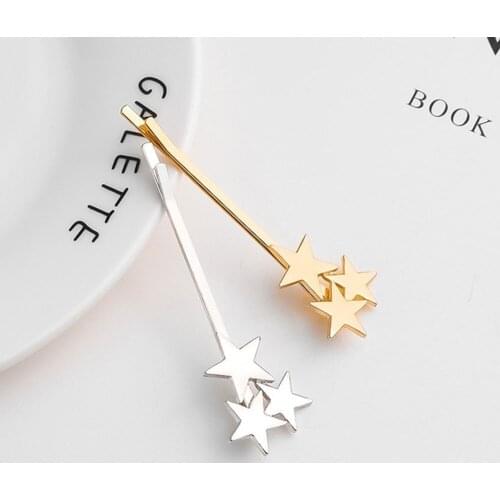 1Pc Fashion Geometric Stars Hair Clip Hairpins Women Girls Headwear Barrette Hairgrip Hair Accessories Gold Silver