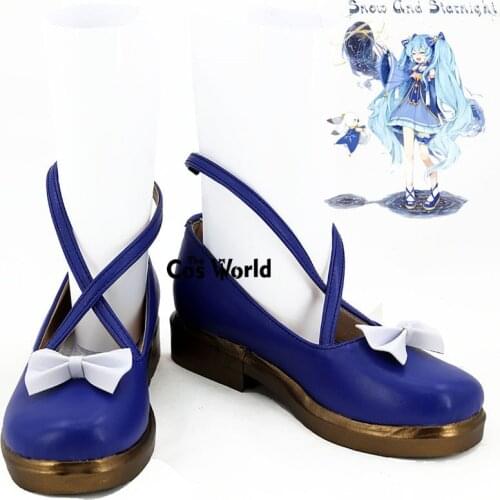 Vocaloid 2017 Snow Miku Anime Customize Cosplay Low Heels Shoes