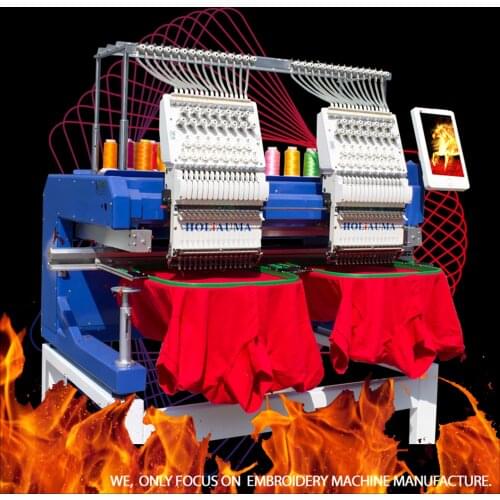3 Years Quality Warranty!!!2 Head Computerized Embroidery Machine Auto Oiling Driver With 3d/Logo/Flat/Cross Embroidery