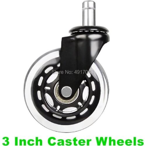 5PCS Office Chair Caster Wheels,3 Inch Swivel Rubber Caster Wheels Replacement Soft Safe Rollers Furniture Hardware