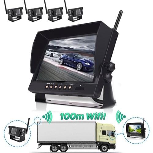 9'' AHD WiFi 1drag2 or 1drag4 12-30V Wireless DVR U-type 1280 x 720 Display Loop recording Multi Language Cameras Night Vision