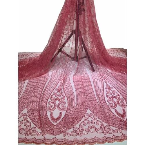 African Lace Fabric 2021 High Quality Bridal Nigerian Sequins French Tulle Lace Fabric Women Dress ZX4096