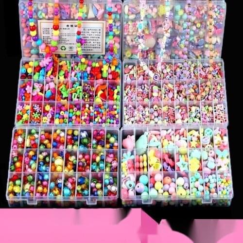 DIY Handmade Bead Toy With Accessory Set Creative Girl Jewelry Making Hair Clip Headband Hair Band Rubber Band Toy Children Gift