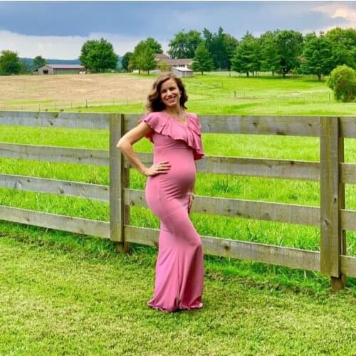 Cotton Pregnant Women Mermaid Long Maxi Off Shoulder Gown Ruffle Maternity Dress Baby Shower Pregnancy Summer Dress Photo Shoot