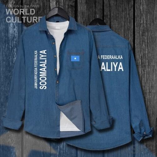 Somalia Somali Soomaaliya SOM SO Men Flag Clothes Autumn Cotton Long Sleeve Cowboy Casual Coat Fashion Turn-down Collar Shirt