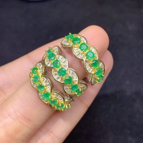 Fine Natural Emerald Ring 925 Silver Lady Gift Simple Birthday Present Wedding Gift