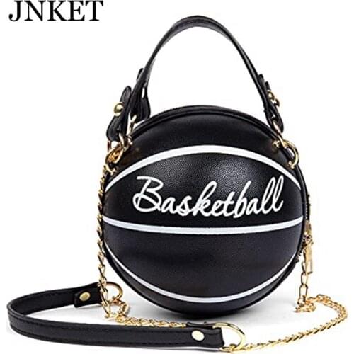 JNKET New Women Basketball/Football Shaped Mini Shoulder Bag PU Leather Chain Crossbody Bags Round Handbags for Girls