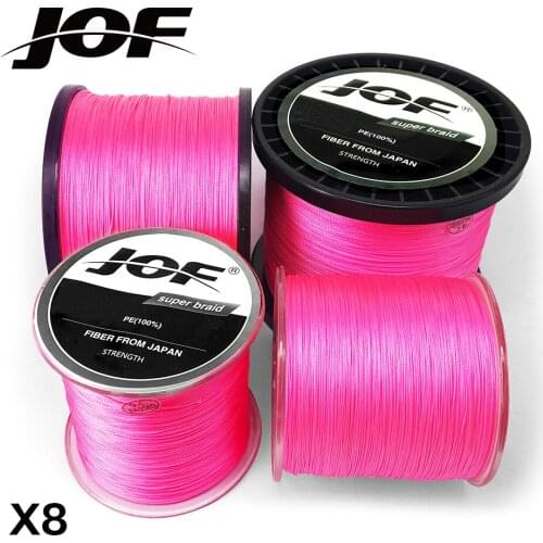 JOF PE Pink Braid Fishing Line 8 Strands 100M 300M 500M 1000M Sea Fishing Weave Super Strong Threads