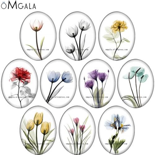 Beautiful Spring Rose Crocus Flowers Art Painting 13x18mm/18x25mm/30x40mm Oval photo glass cabochon flat back Making findings