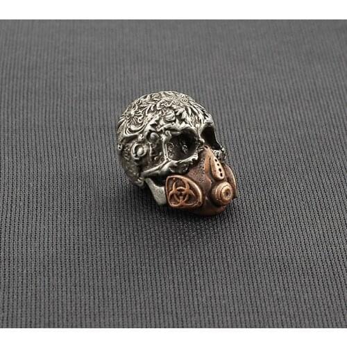 Mask Skull Brass Knife Beads Carving Brass Skull Lanyard Bead Paracord Pendant Keychain DIY Pendant