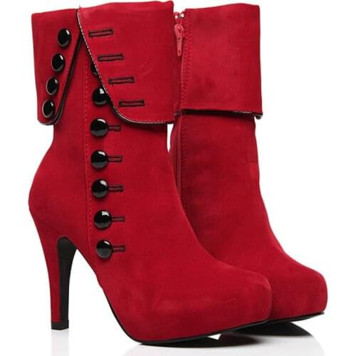 HOT 2019 Fashion Women Boots High Heels Ankle Pumps Boots Platform Brand Women Shoes Winter Snow Botas Femininos Plush NO.203