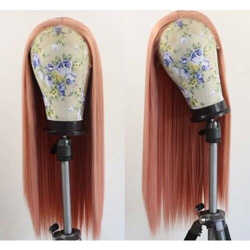 Meinmod Pink Synthetic Lace Front Wigs for Women Long Straight Glueless Wigs Daily Party Wig Heat Resistant Fiber Hair Wigs