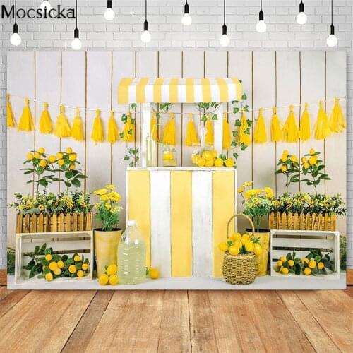 Mocsicka Lemon Fruit Party Cake Smash Photography Backdrops Newborn Baby Children Birthday Photo Props Studio Booth Background