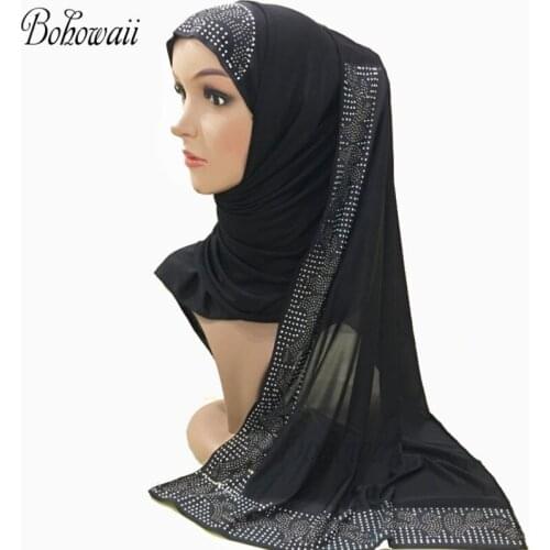 BOHOWAII Instant Hijab Caps Islamic Headscarf Women Khimar Turbantes Cabeza Para Las Mujeres Ready to Wear Inner Turban Bonnet