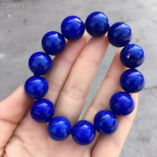 Natural Lapis Lazuli Royal Blue Bracelet Gemstone Women Men 17mm Round Beads Men Fashion Stone AAAAAA