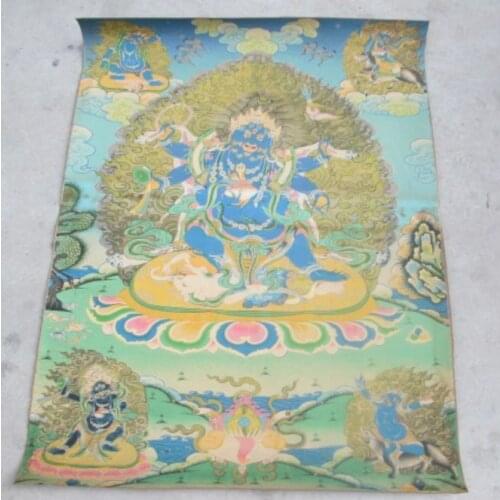 Unusual Nepal Tibetan thangka paintings exorcism peace big black god horse