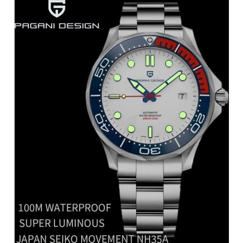 NEW 2020 PAGANI DESIGN Luxury Brand Automatic Blue Dial Mens Watch 100M Diver Luminous Stainless steel Men Mechanical Wristwatch