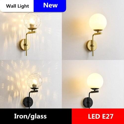 2021 New Nordic Wall Lamp Indoor Hotel Minimalist LED Wall Lamp Ball Wall Lights Glass Bedroom Living Room Bedside Lamp