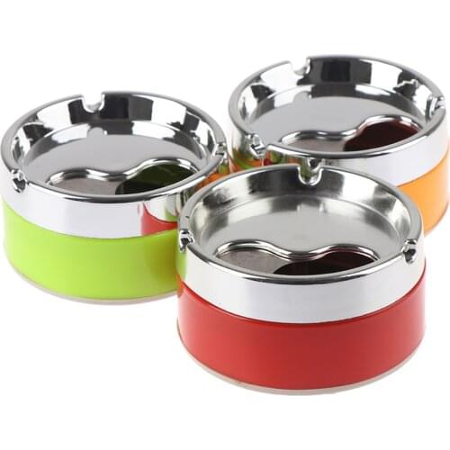 Corrosion Resistance Cigarette Ashtray Detachable Rotatable Lid 360 Degree Free Rotation Stainless Steel 1pc Red Green Orange