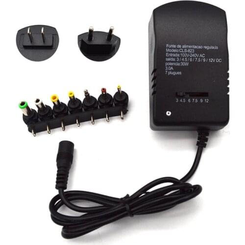 AC DC Adjustable Power Adapter Supply 3-12V Converter 100 240V To 12V 3A Universal Adaptor 30W EU US 7Plug Charger For LED Strip
