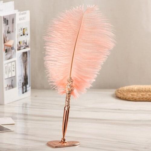 English Calligraphy Feather Dip Pen Set Vintage Retro Writing Fountain Pen with Heart Shaped Pen Holder Stand for Wedding Gift