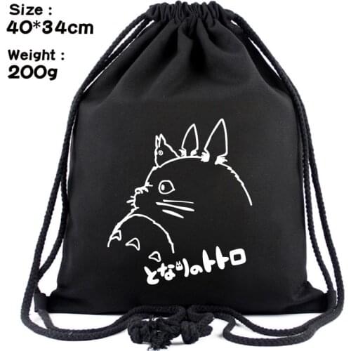 New Anime Totoro Women Bagpack Teenagers Schoolbags Men Backpacks Canvas String Drawstring Boys Girls Kids School Book Bags