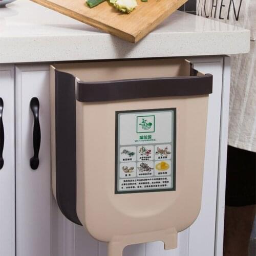 Folding Kitchen Trash Bin Garbage Cans Wall Mounted Waste Bin Recycle Rubbish Bin for Home Car Dustbin Garbage Bin Cleaning Tool