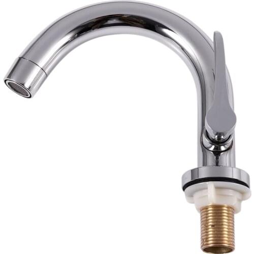 Kitchen Basin Faucet Single Cold Deck Mounted Stainless Steel Basin Sink Faucet Mixer Tap Single Handle Bathroom Accessories