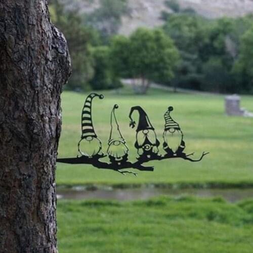 Steel Hummingbird Owl Gnome Decorations Garden Art Silhouettes Garden Features Exquisite Appearance for Garden Decoration