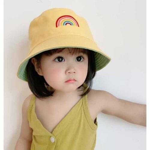 Spring And Summer Sun-proof And Sun-shading Fisherman Hat Rainbow Childrens Basin Hat