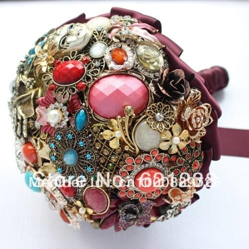 Wine red bridal bouquet palace restoring ancient ways holding flowers + wedding the groom corsage