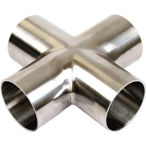 WZJG OD 38mm/51mm Pipe OD Butt Welding Cross 4 Ways Splitter SS304 Stainless Steel Sanitary Fitting Spliter Homebrew Beer Wine