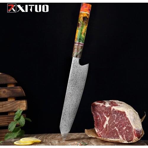 XITUO 8" Chef Kiritsuke Knife Razor Sharp Japanese VG10 Steel Blade Kitchen Knives Damascus Meat Cleaver Slicing Cutting Tools