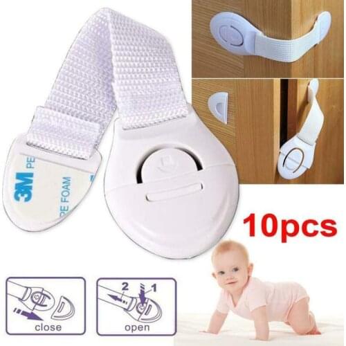 10Pcs Baby Safety Lock Proof Cabinet Cupboard Fridge Pet Door Cupboard Lock Children Security Protector Doorstop Guard Drawer