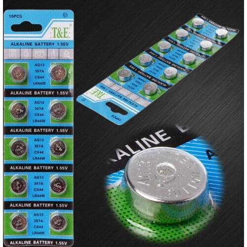 2020 New 10Pcs AG13 A76 LR44 357A S76E G13 Button Coin Shaped Cell Battery 1.55V Alkaline Button Batteries