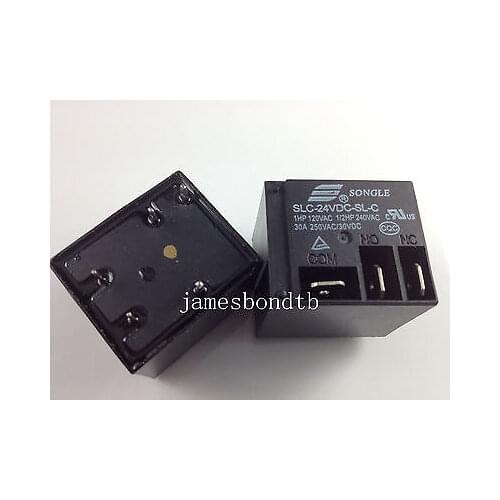 2pcs T91 SLC-24VDC-SL-C 5pin Black Electrical PCB Power Relay 30A 250VAC