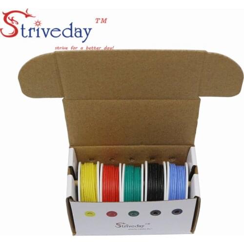 24AWG 30meters Flexible Silicone Cable wire Solid electronic wires Tinned Copper line Kit 5 Colors DIY