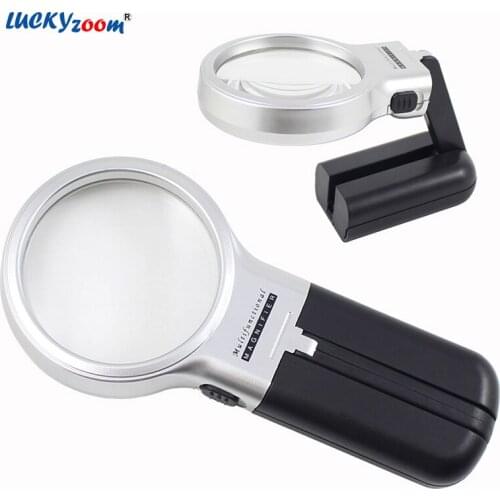 3X Handheld 3 in 1 Multifunction Magnifier Magnifier Glass LED Illuminated Magnifier Portable Thid Hand Loupe Jewelry Loupe