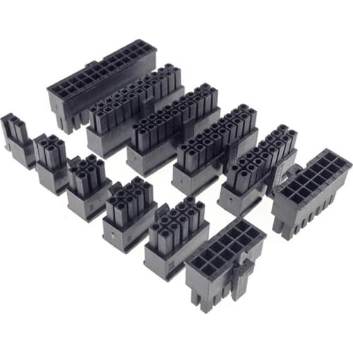 4pcs Micro-Fit 3.0 Connector Receptacle Housing 2 Pin 4 6 8 10 12 14 16 18 20 22 24 Circuits Male Shell Power Cross Molex 43025