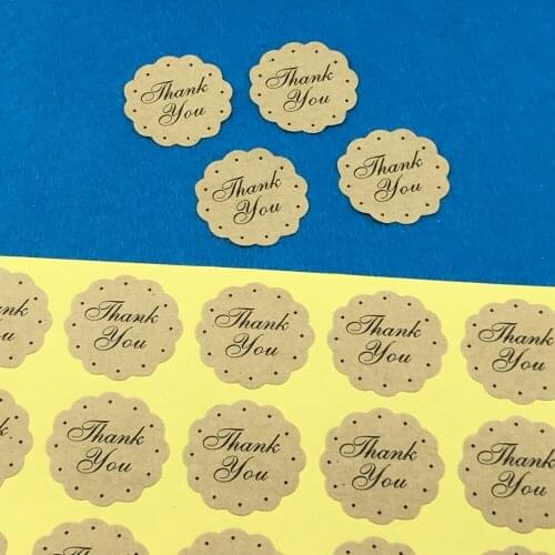 5000PCS/Lot circular kraft colour Printed above'Thank You'and lace Sticker Labels Adhesive Stickers DIY For Box/gift/envelope