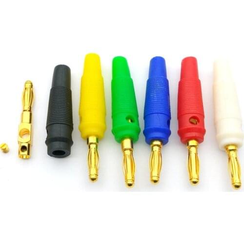 60 pcs 6 Color Gold plated 4mm Banana Plug FOR Probes BINDING POST